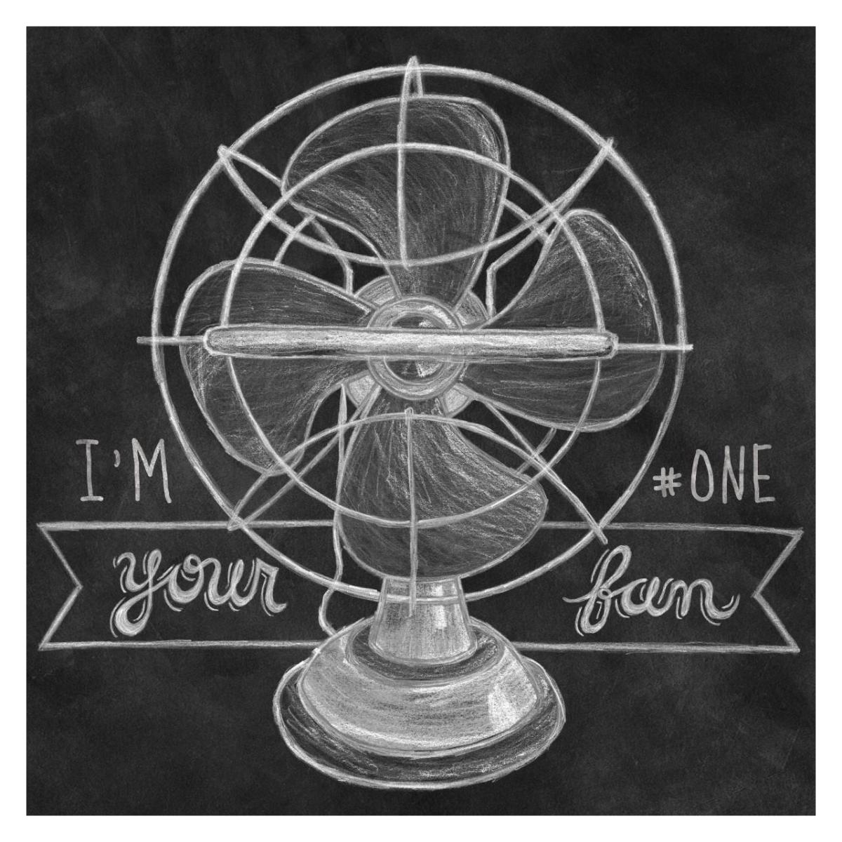 Retro Fan Chalk -Paper Art-32"x32"