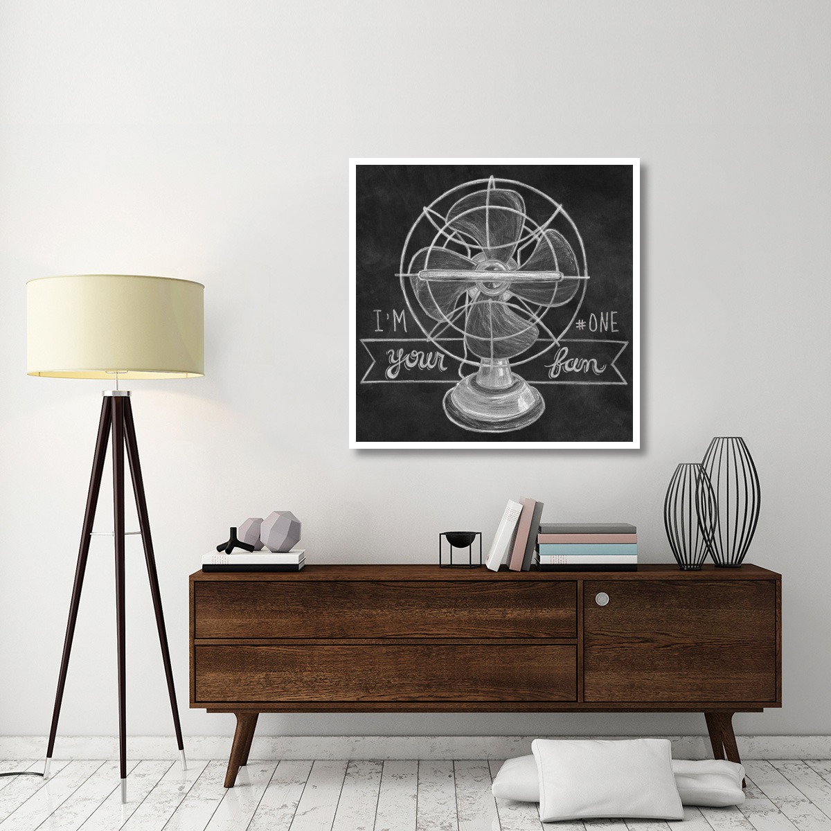 Retro Fan Chalk -Paper Art-42&quotx42"