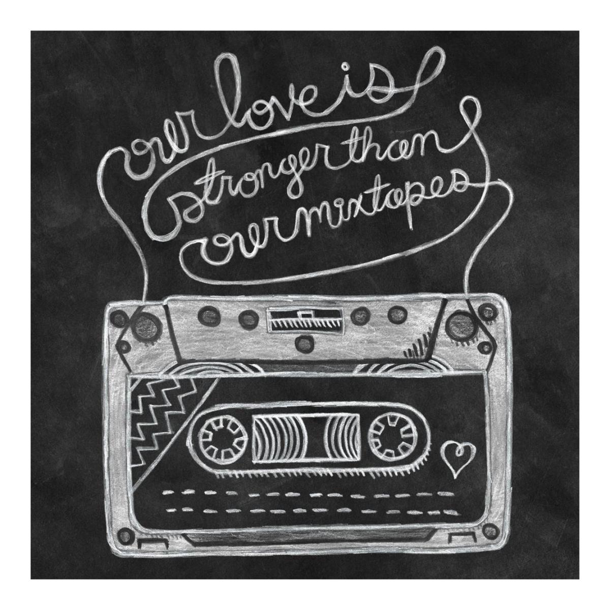 Retro Cassette Chalk -Paper Art-20"x20"