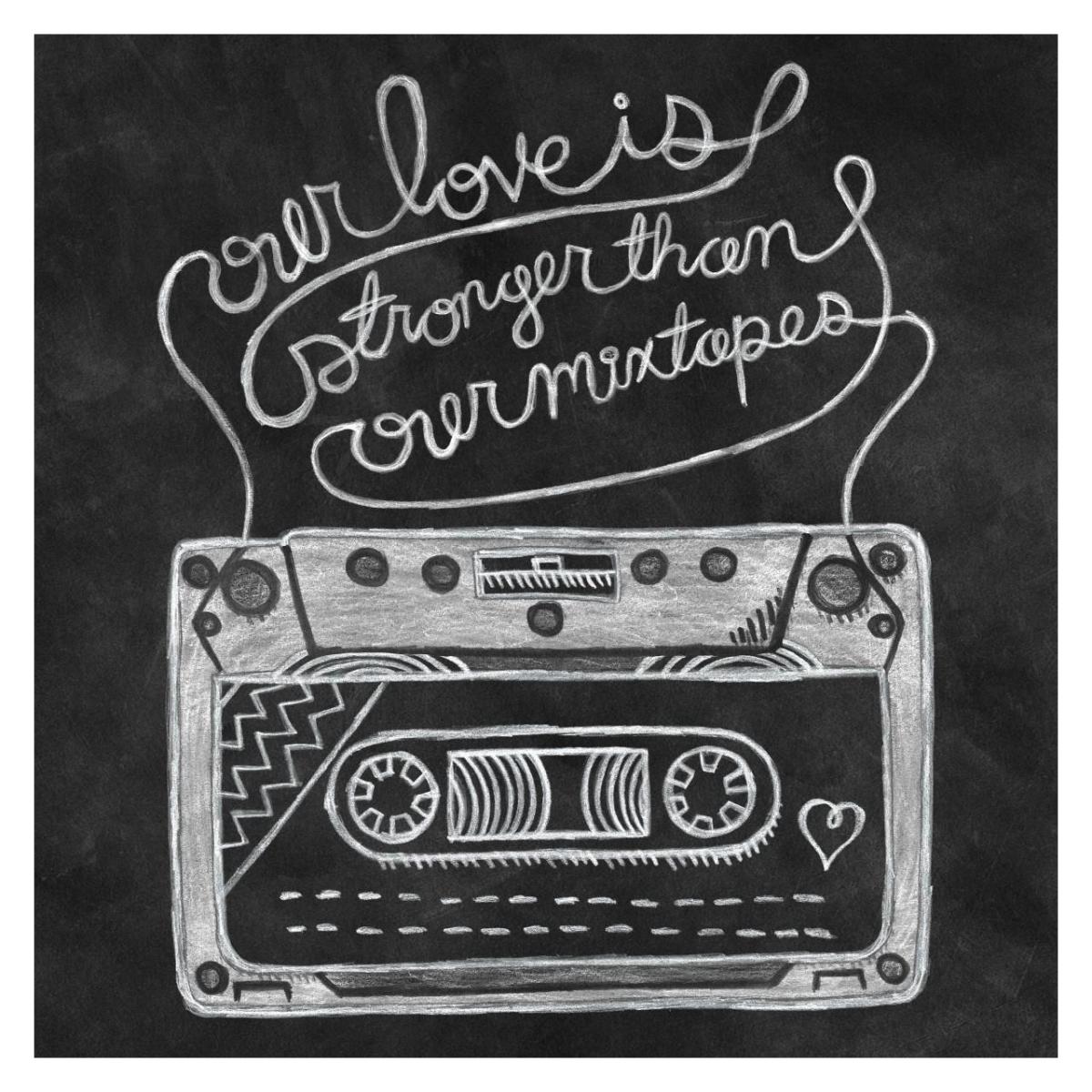 Retro Cassette Chalk -Paper Art-32"x32"