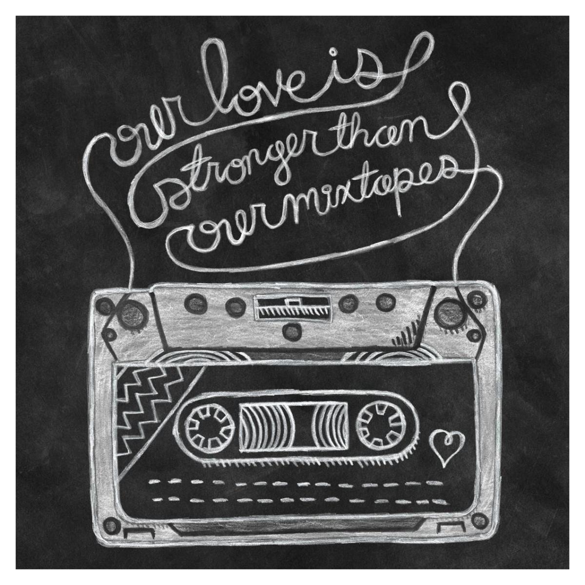Retro Cassette Chalk -Paper Art-38"x38"