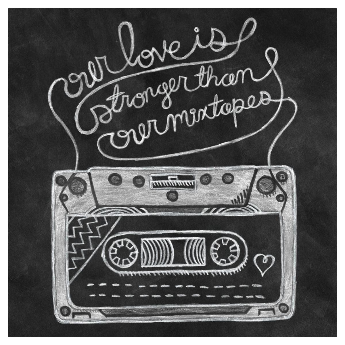 Retro Cassette Chalk -Paper Art-42"x42"