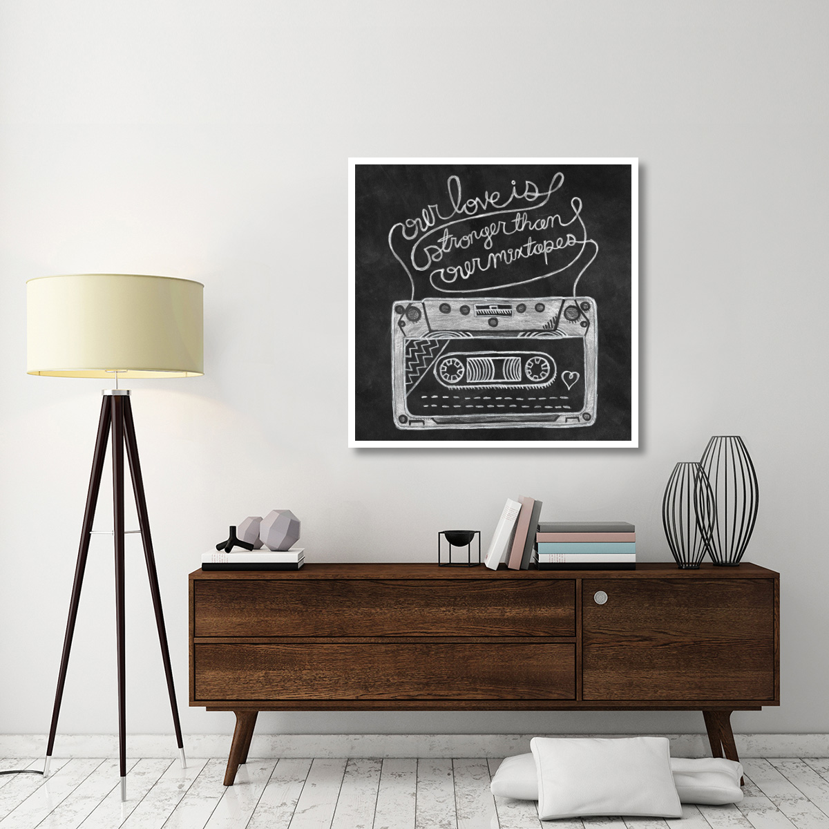 Retro Cassette Chalk -Paper Art-42&quotx42"