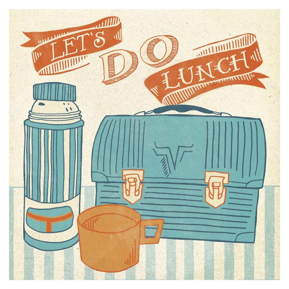 Lets Do Lunch Orange -Paper Art-32"x32"