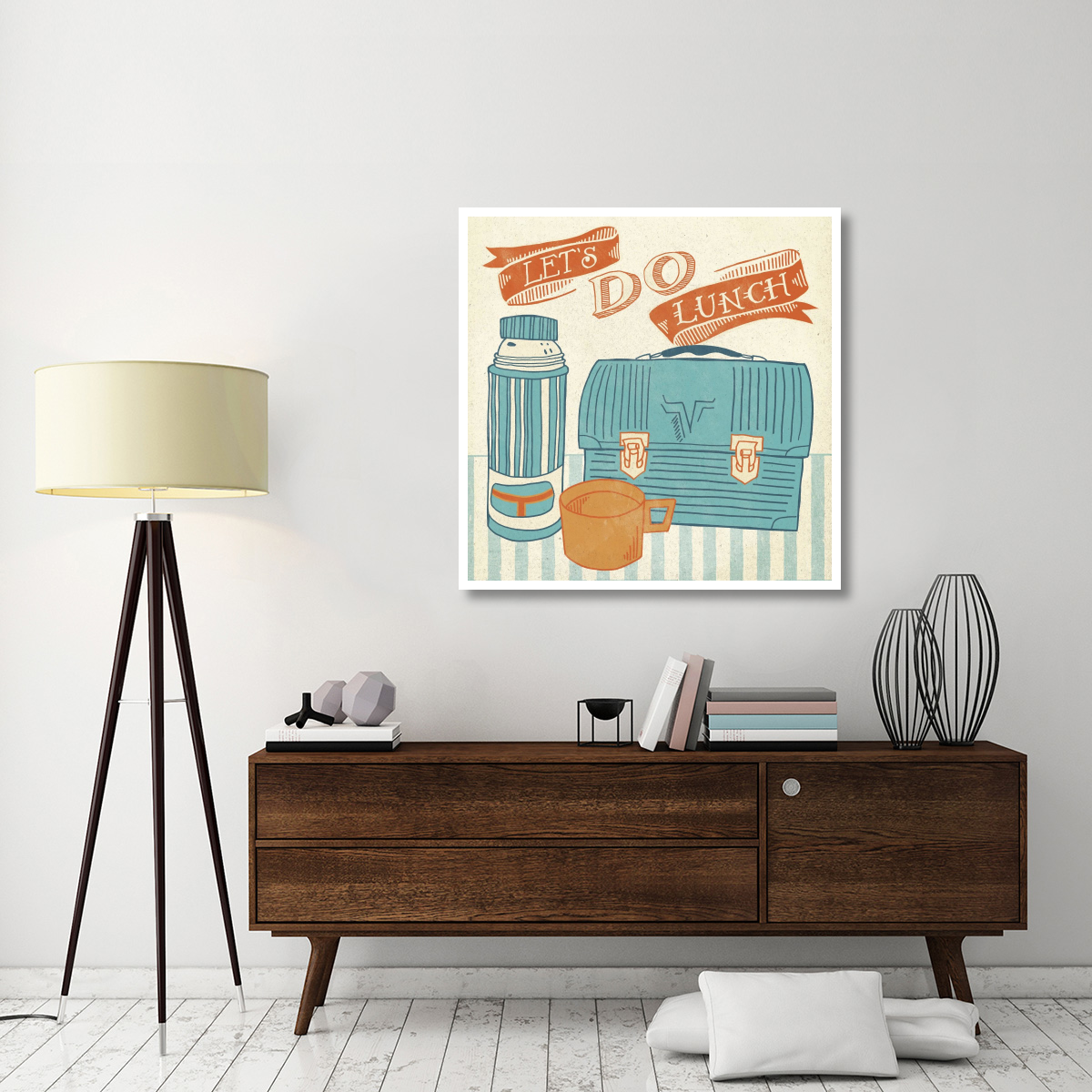 Lets Do Lunch Orange -Paper Art-42&quotx42"