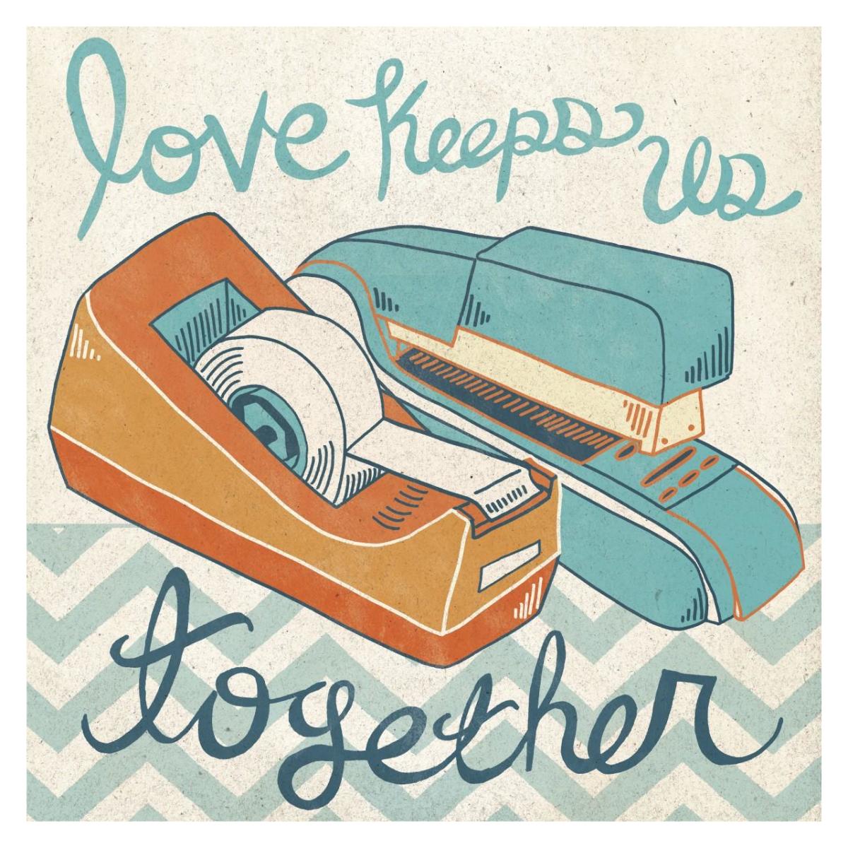 Love Keeps Us Together Orange -Paper Art-32"x32"