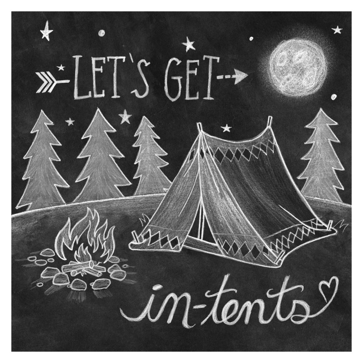 Adventure Love Tent Chalk -Paper Art-32"x32"