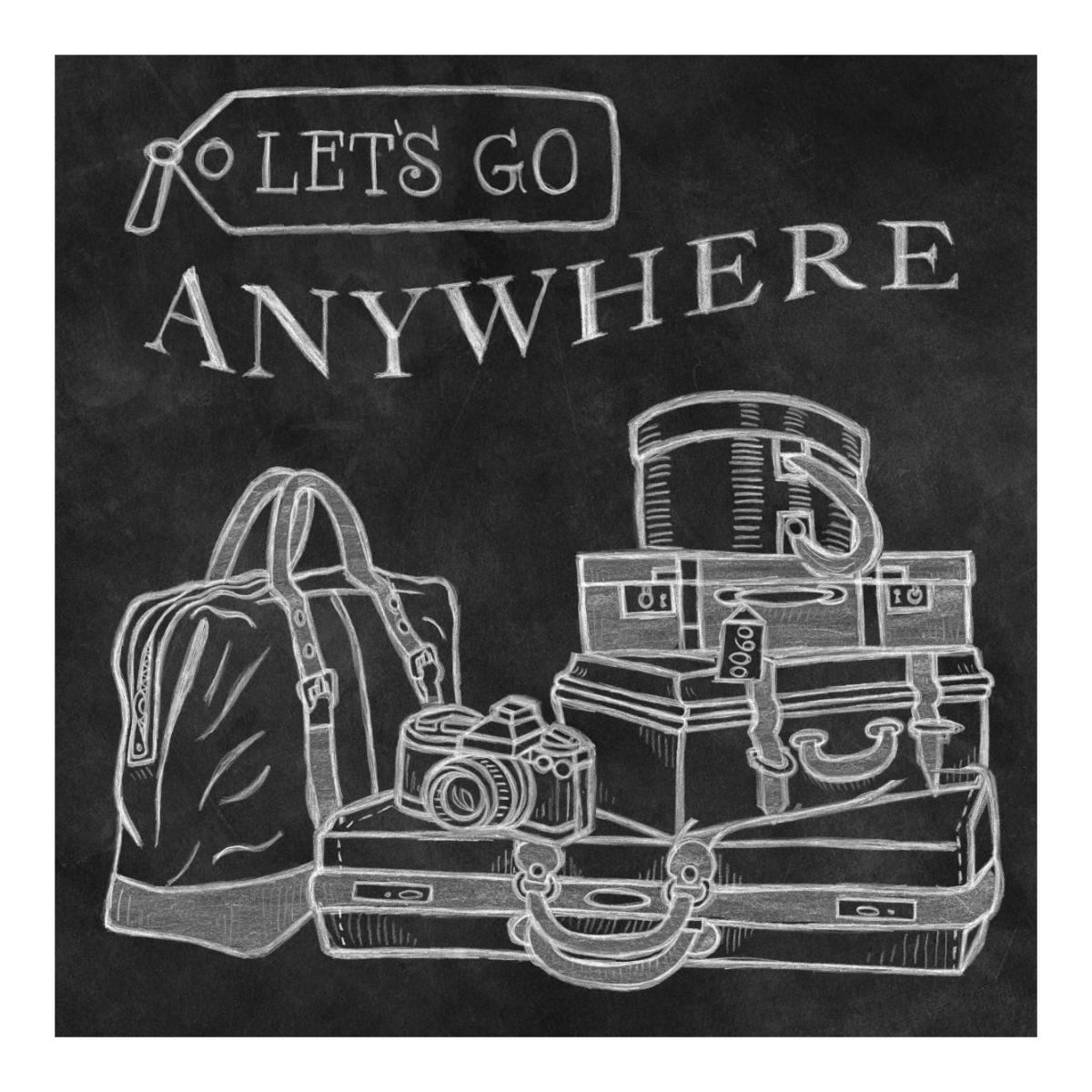 Adventure Love Suitcase Chalk -Paper Art-20"x20"