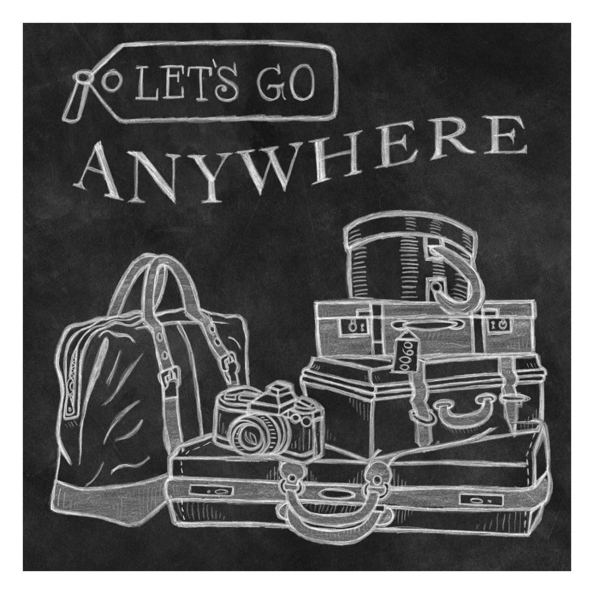 Adventure Love Suitcase Chalk -Paper Art-26"x26"
