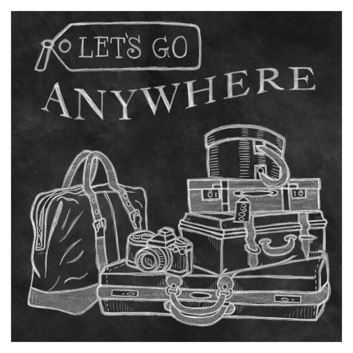 Adventure Love Suitcase Chalk -Paper Art-32"x32"