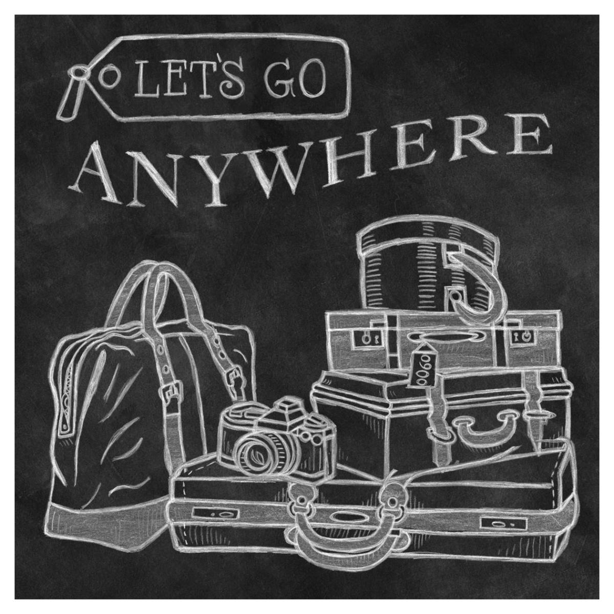 Adventure Love Suitcase Chalk -Paper Art-42"x42"