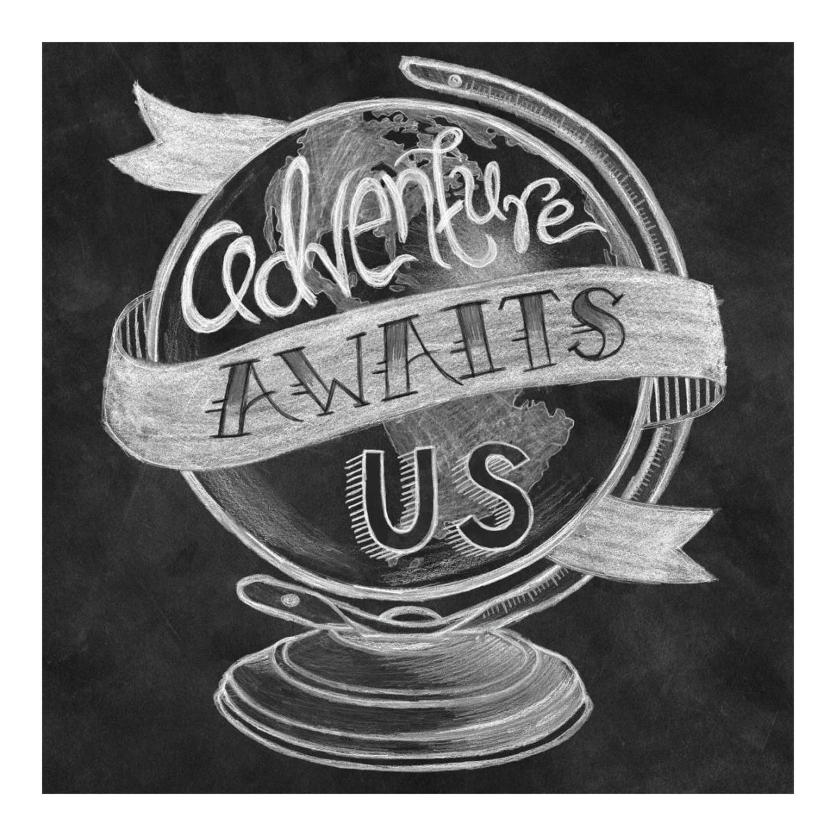 Adventure Love Globe Chalk -Paper Art-20"x20"