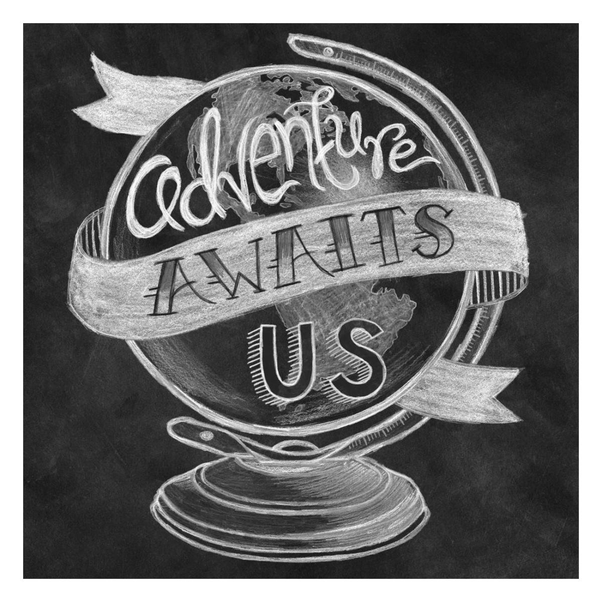 Adventure Love Globe Chalk -Paper Art-26"x26"