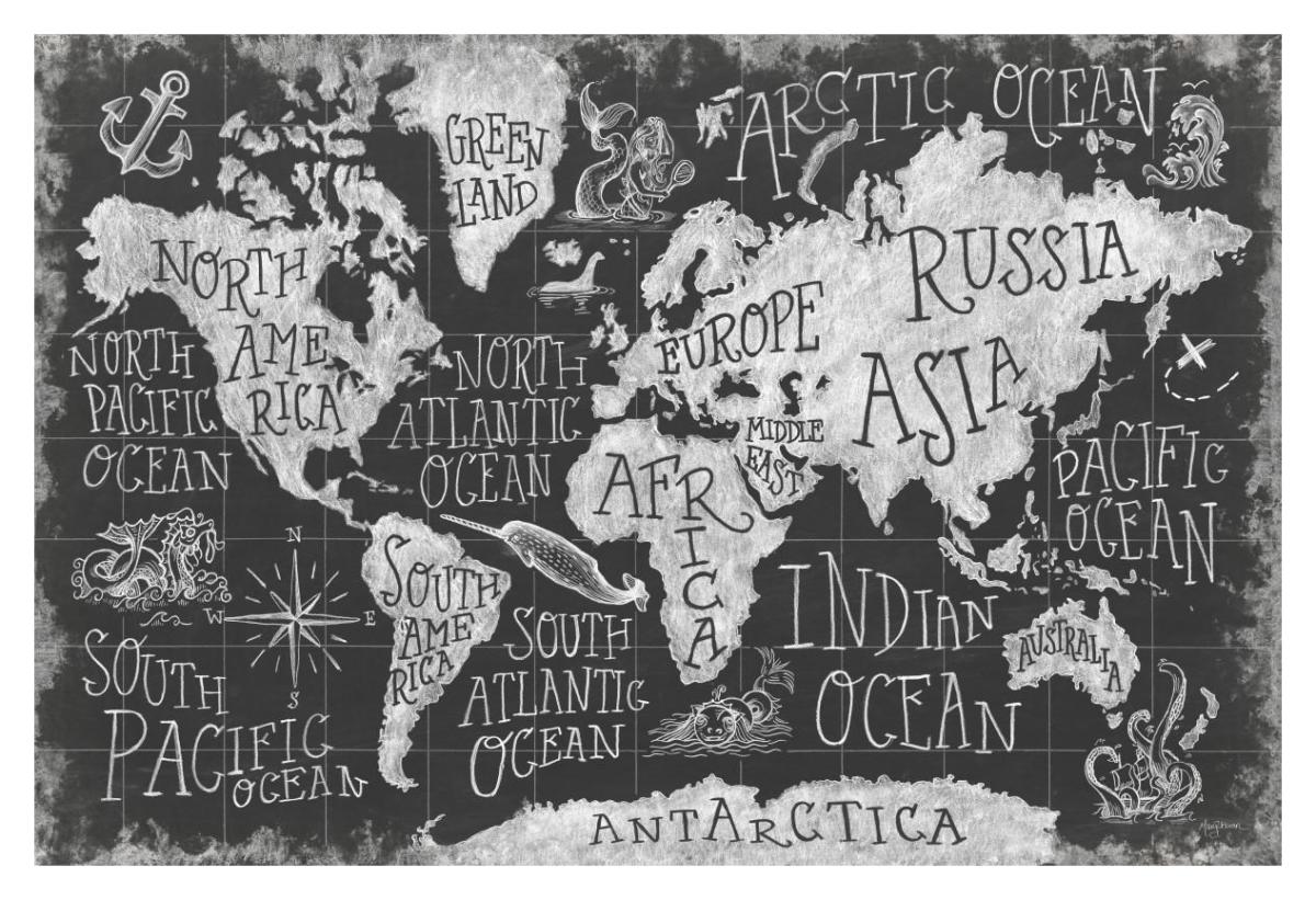 Mythical Map I -Paper Art-20"x14"