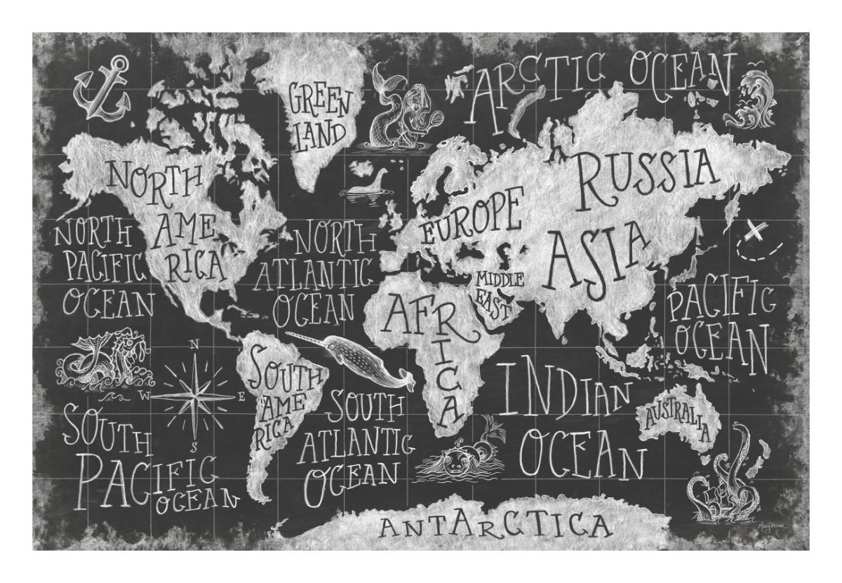 Mythical Map I -Paper Art-26"x18"