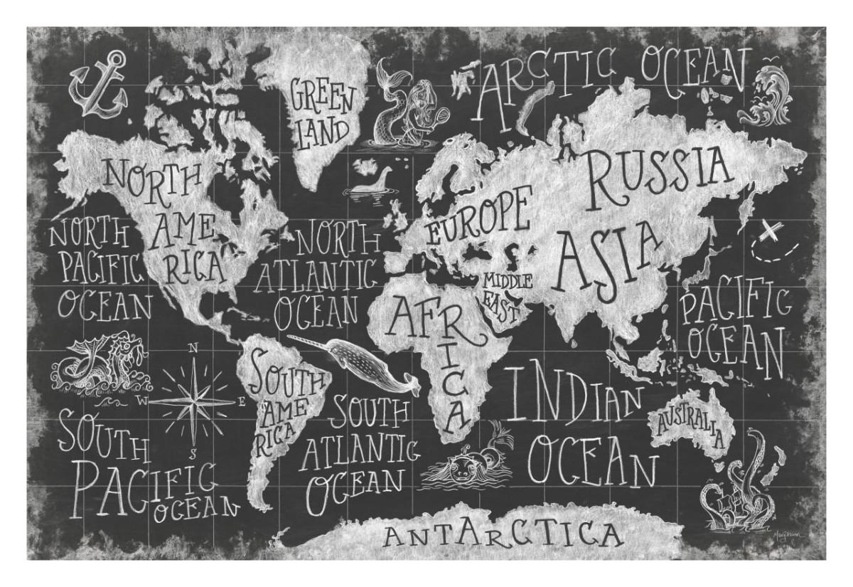 Mythical Map I -Paper Art-32"x22"