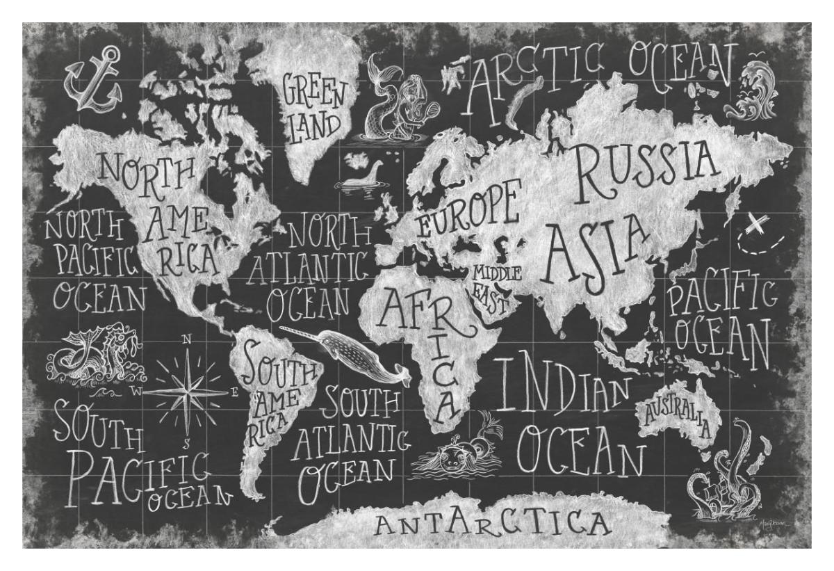 Mythical Map I -Paper Art-38"x26"