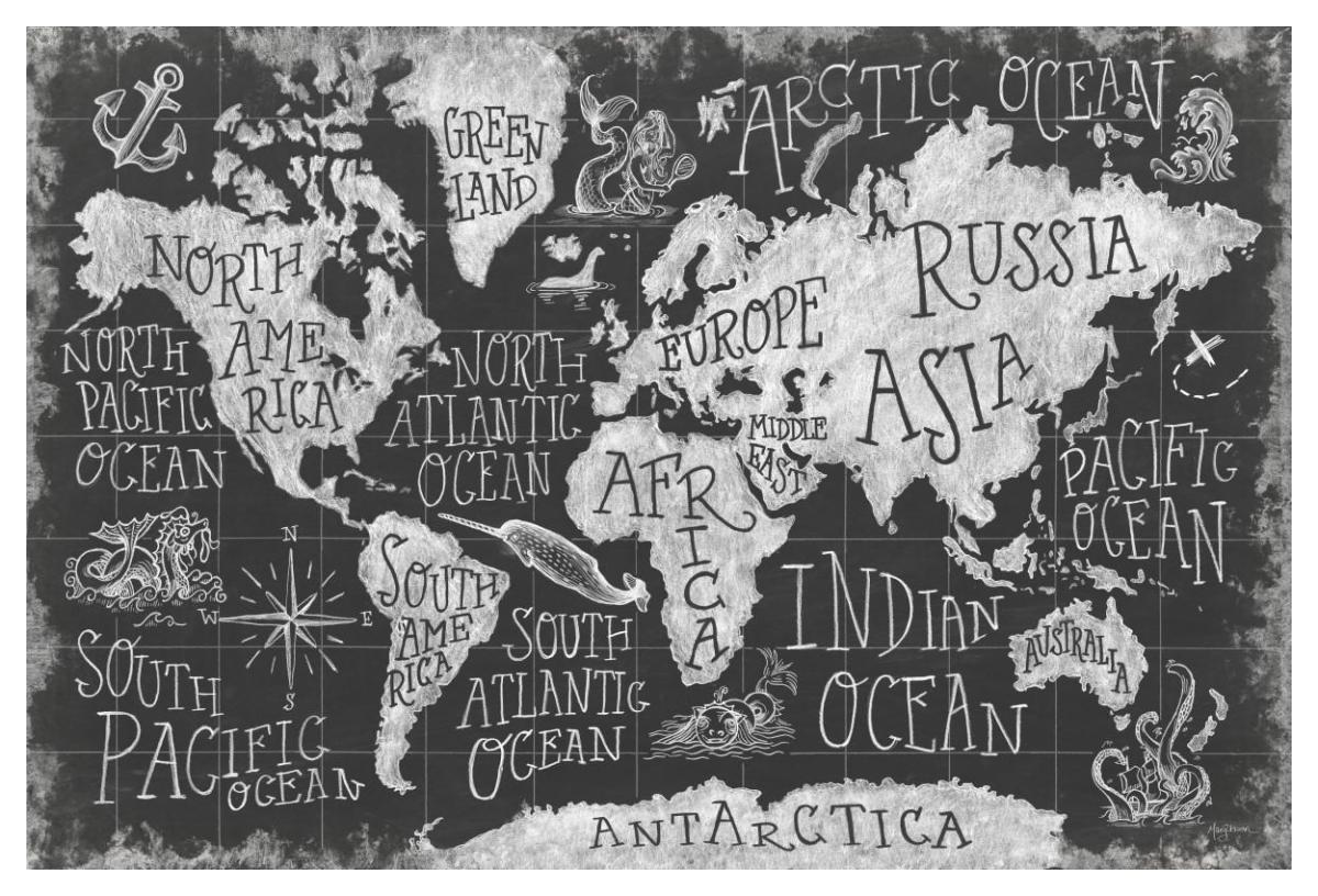 Mythical Map I -Paper Art-50"x34"