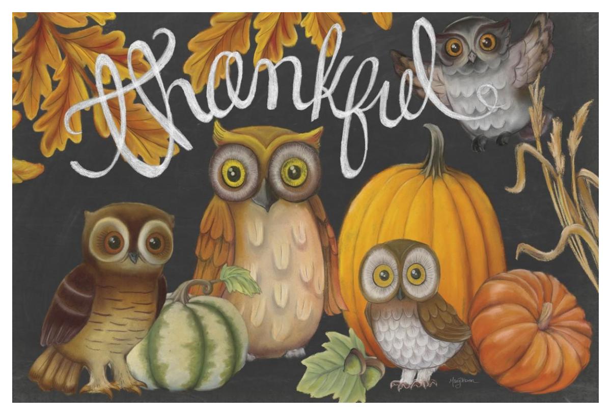 Harvest Owl III -Paper Art-50"x34"