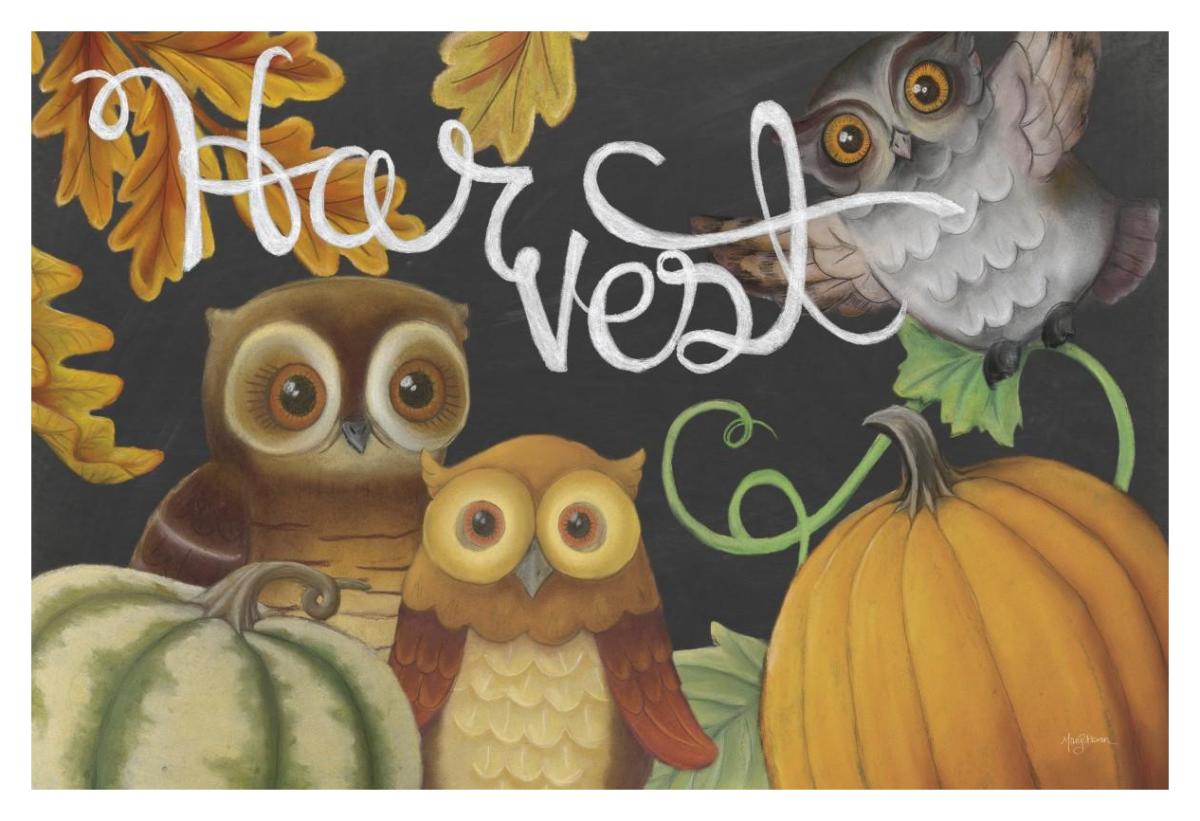 Harvest Owl IV -Paper Art-20"x14"