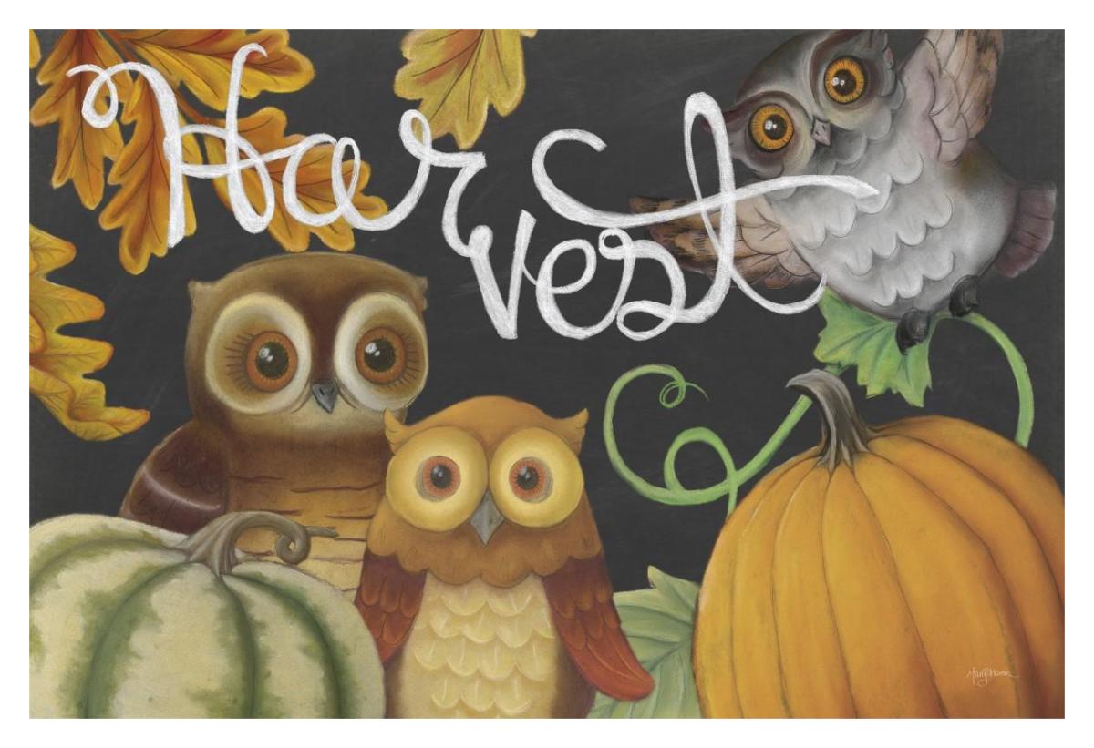 Harvest Owl IV -Paper Art-38"x26"