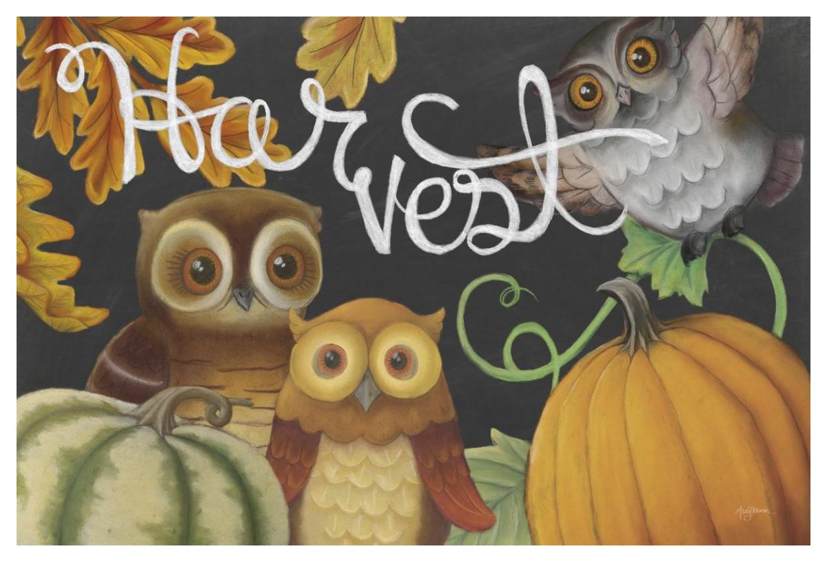 Harvest Owl IV -Paper Art-50"x34"