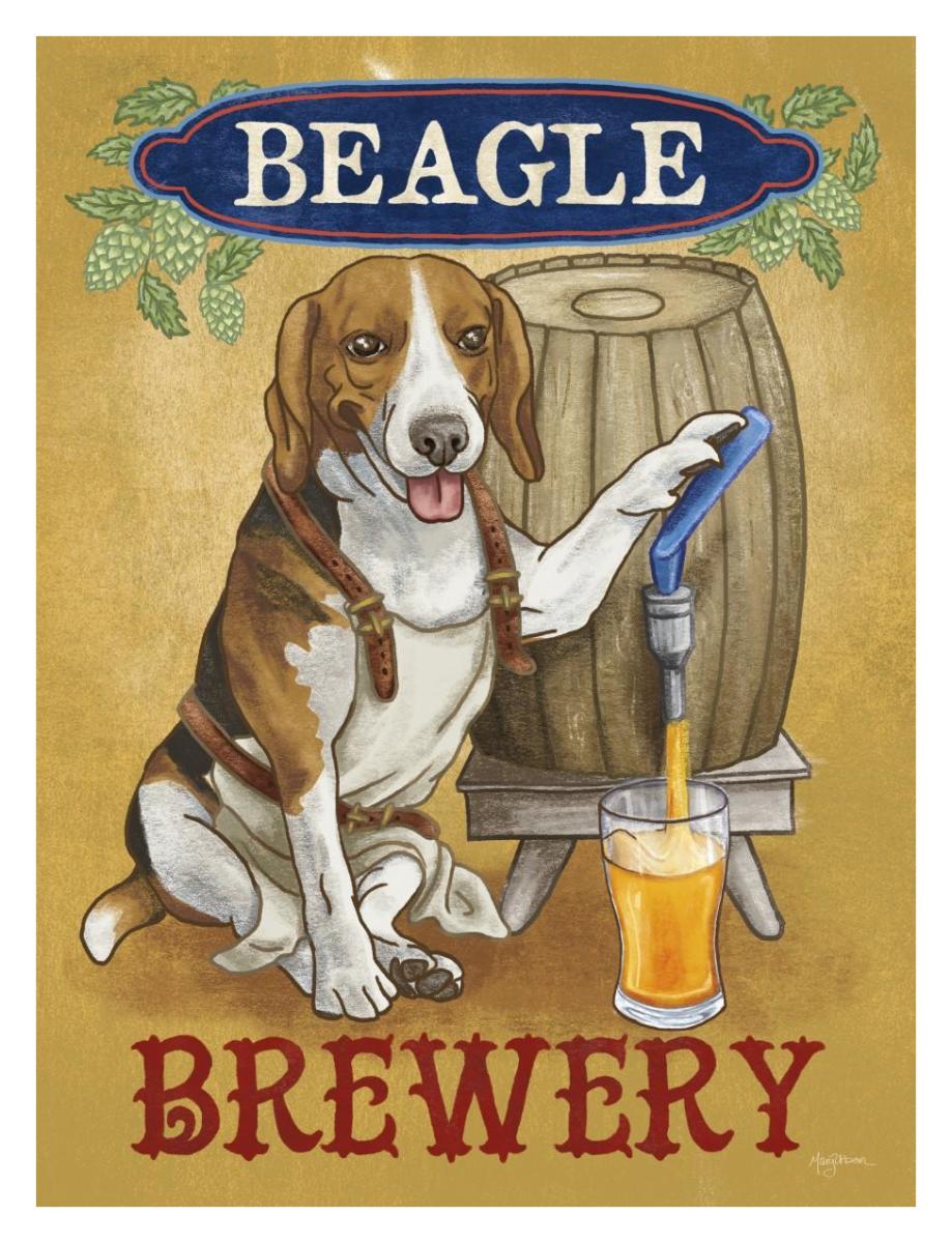 Beer Dogs IV -Paper Art-14"x18"