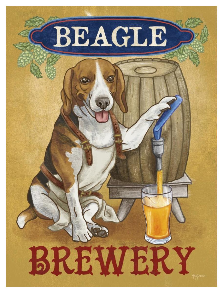 Beer Dogs IV -Paper Art-38"x50"