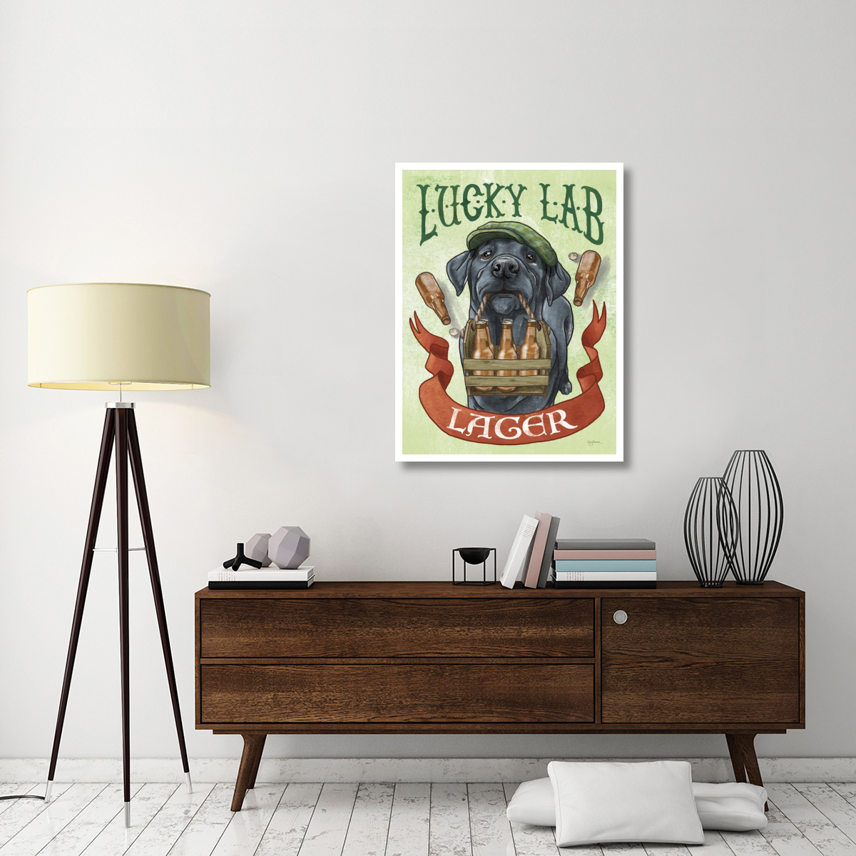 Beer Dogs V -Paper Art-32&quotx42"