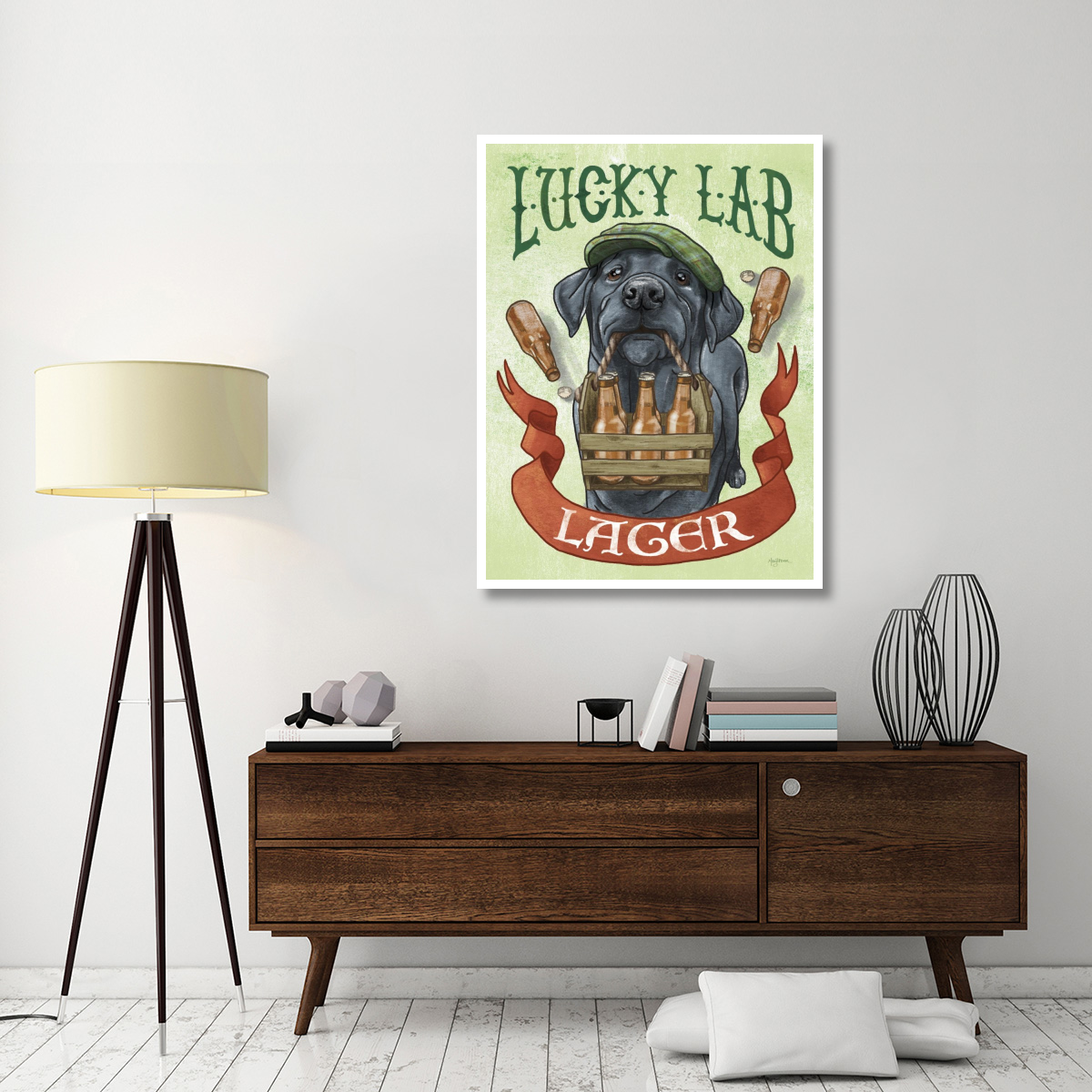 Beer Dogs V -Paper Art-38&quotx50"