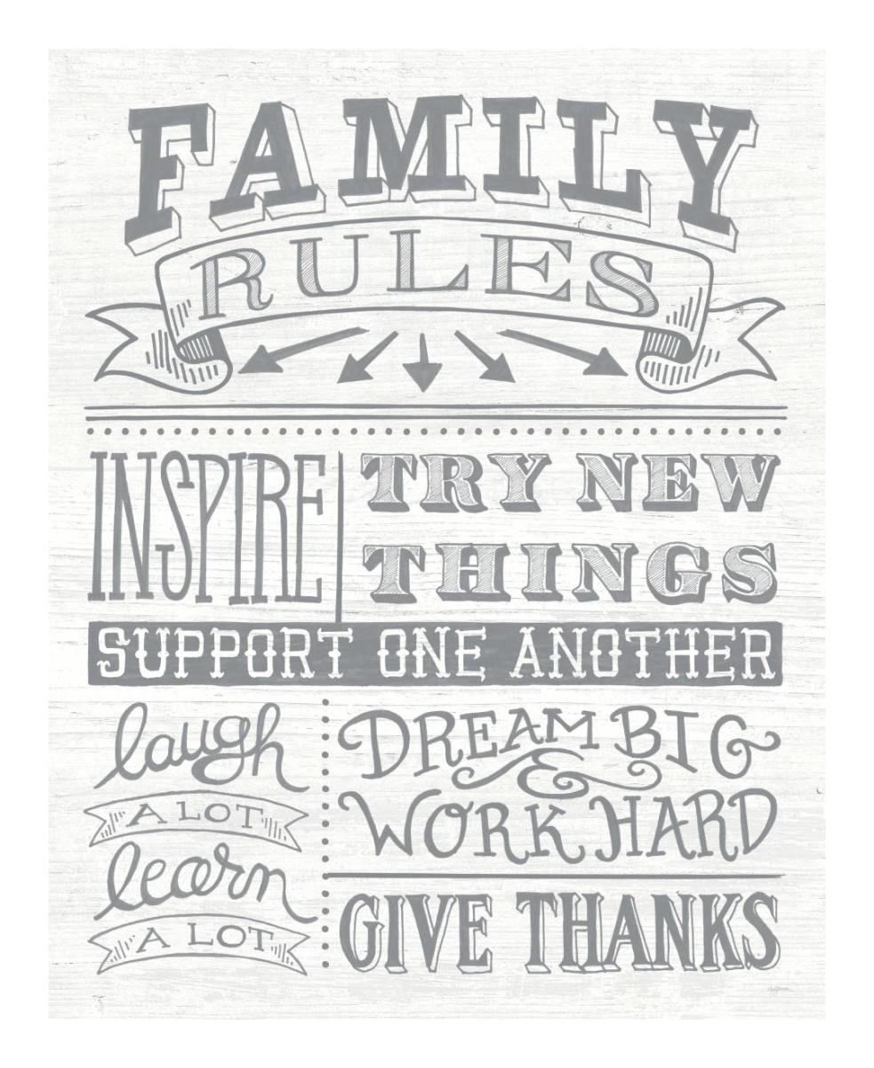 Family Rules II Gray Words -Paper Art-18"x22"
