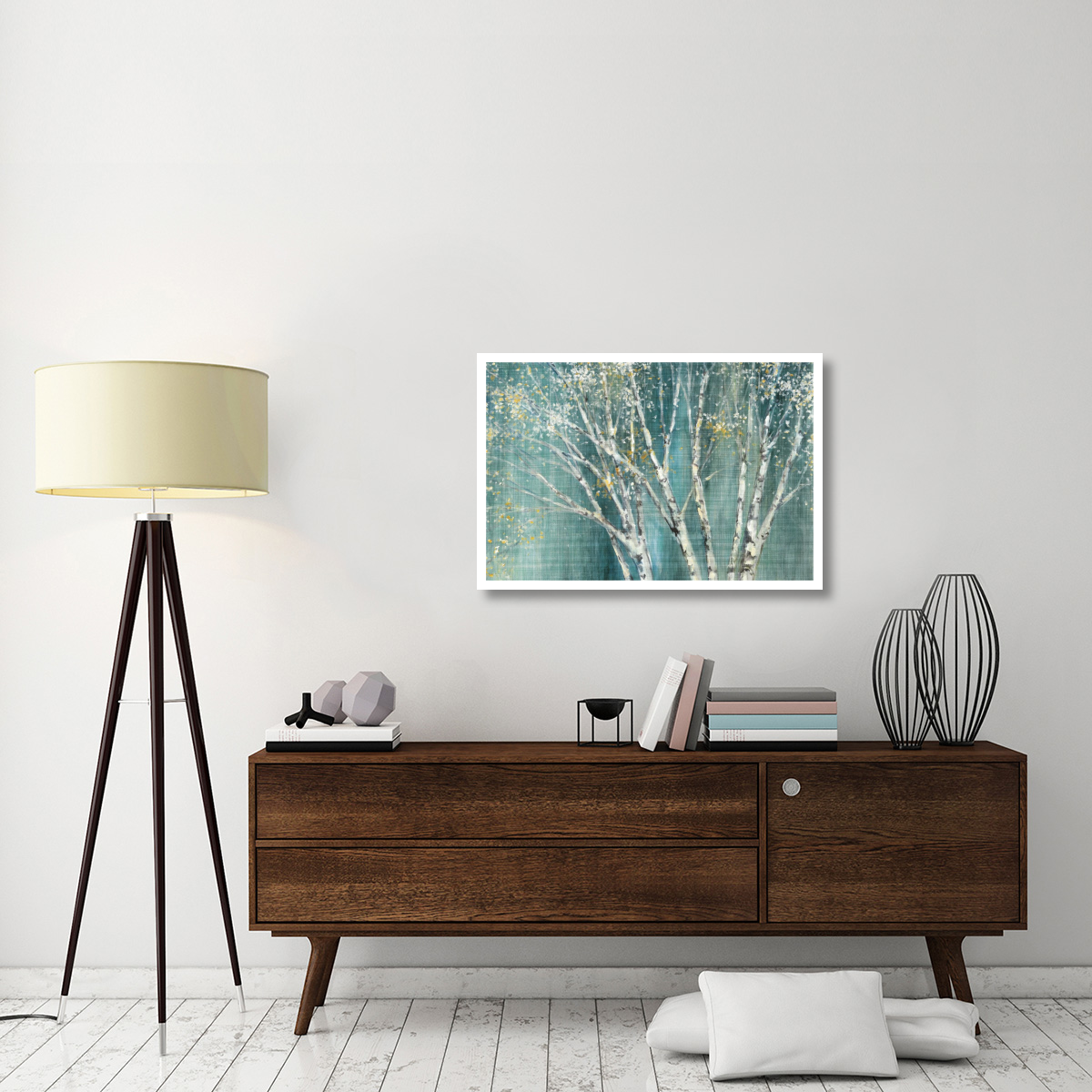 Blue Birch Horizontal -Paper Art-38&quotx26"