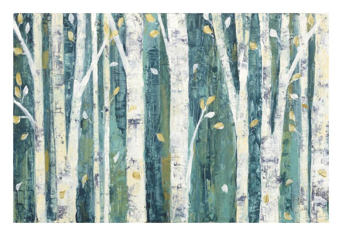 Birches in Spring -Paper Art-26"x18"