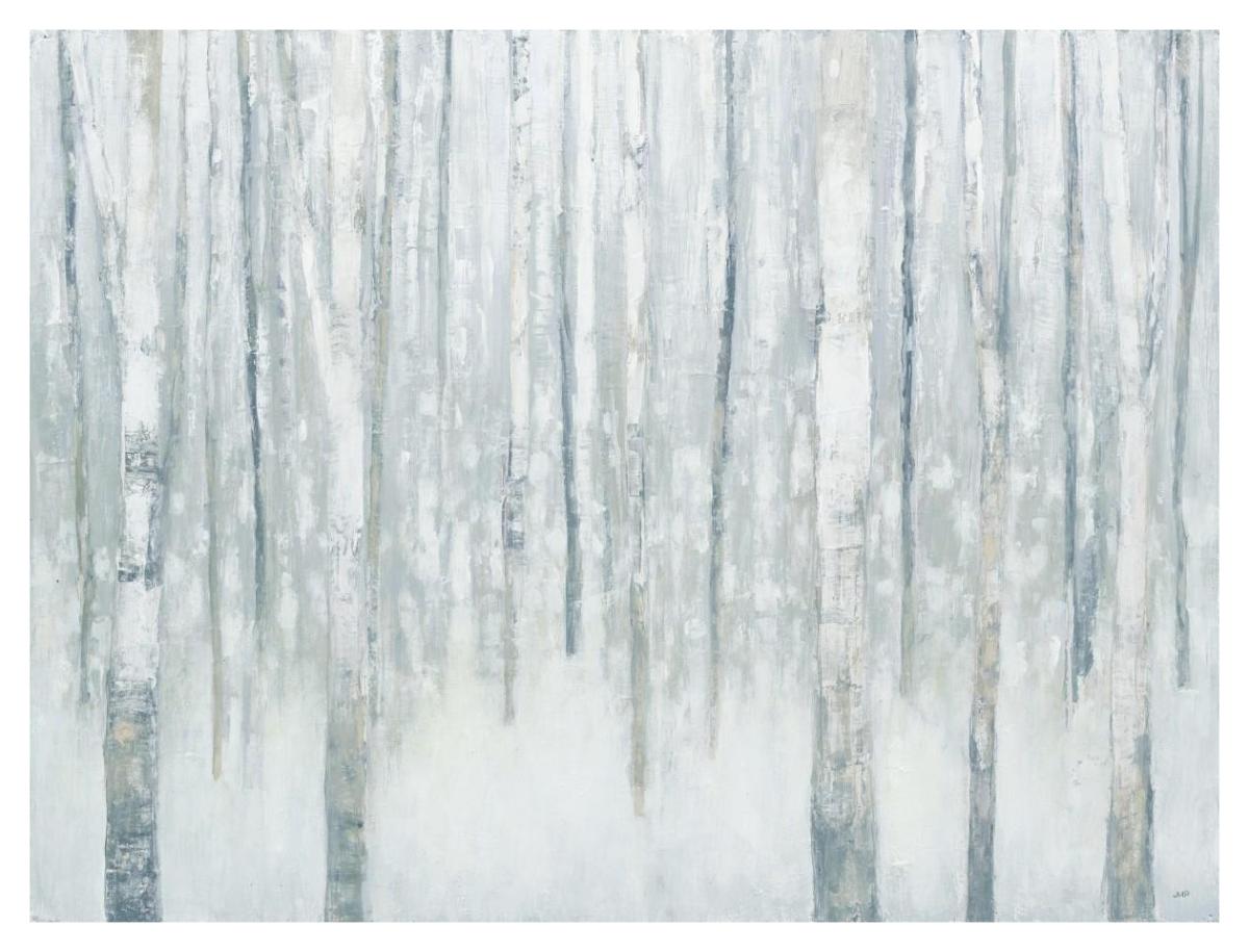 Birches in Winter Blue Gray -Paper Art-42"x32"