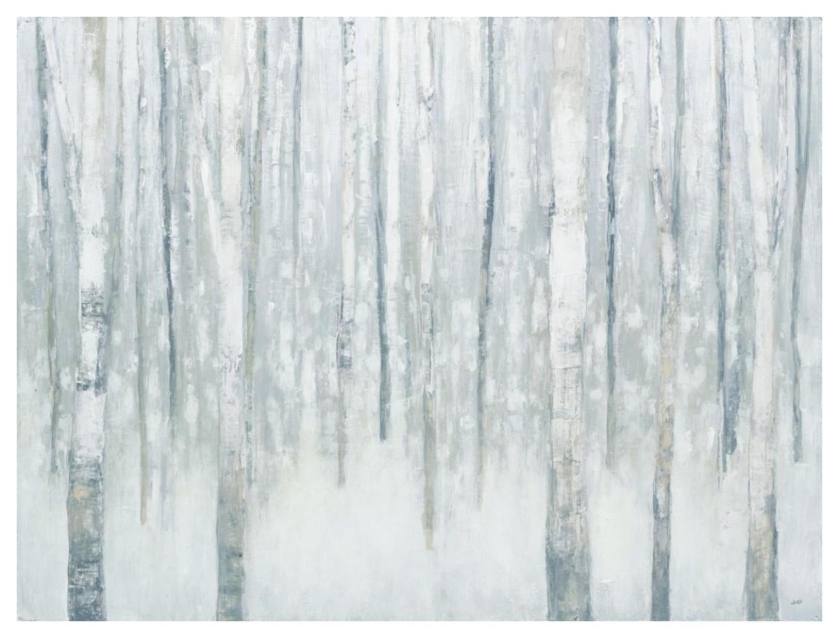 Birches in Winter Blue Gray -Paper Art-50"x38"