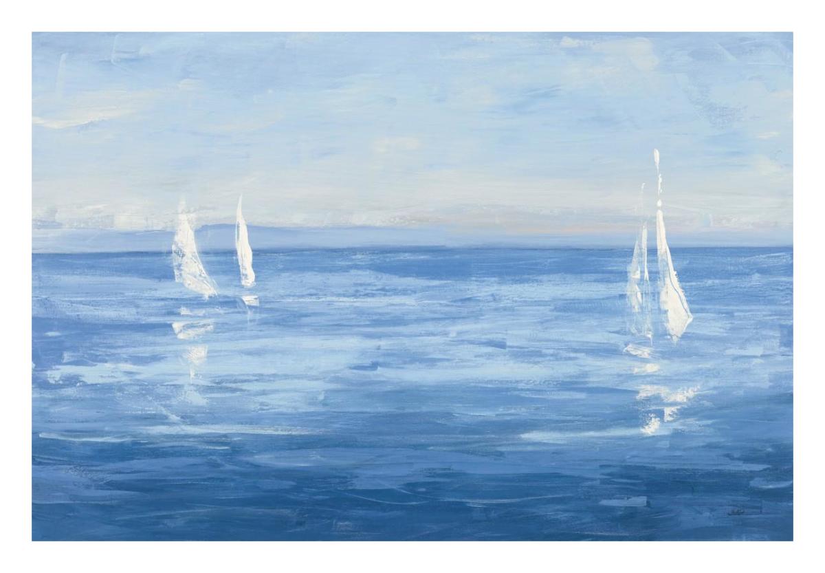 Open Sail with Turquoise -Paper Art-26"x18"