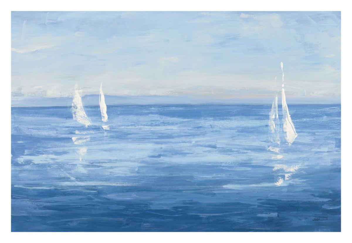Open Sail with Turquoise -Paper Art-32"x22"