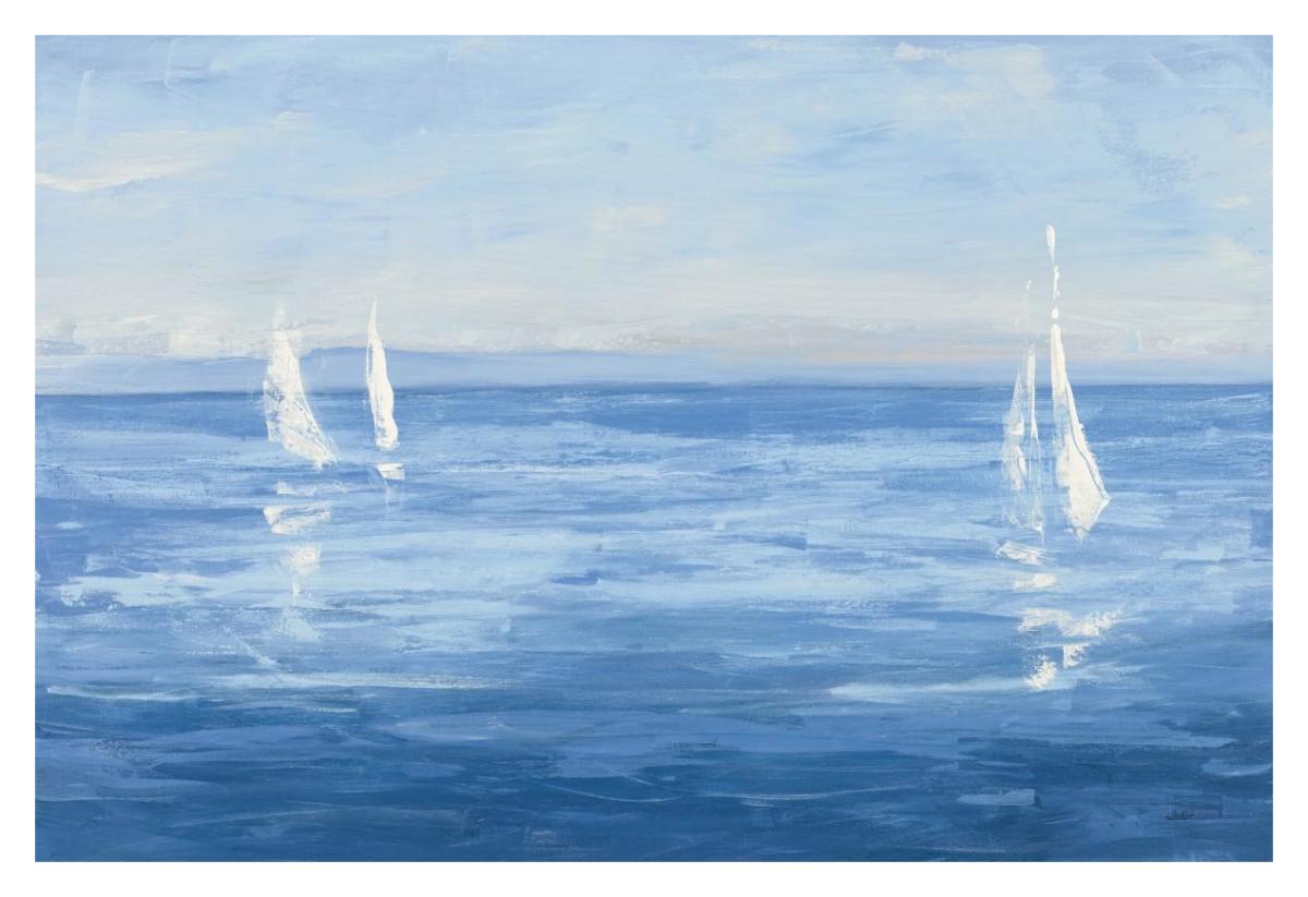 Open Sail with Turquoise -Paper Art-38"x26"