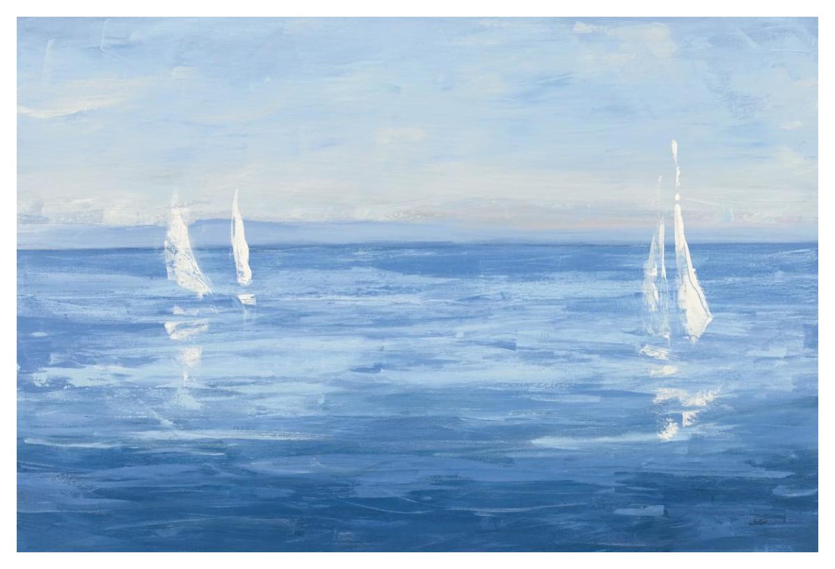 Open Sail with Turquoise -Paper Art-50"x34"