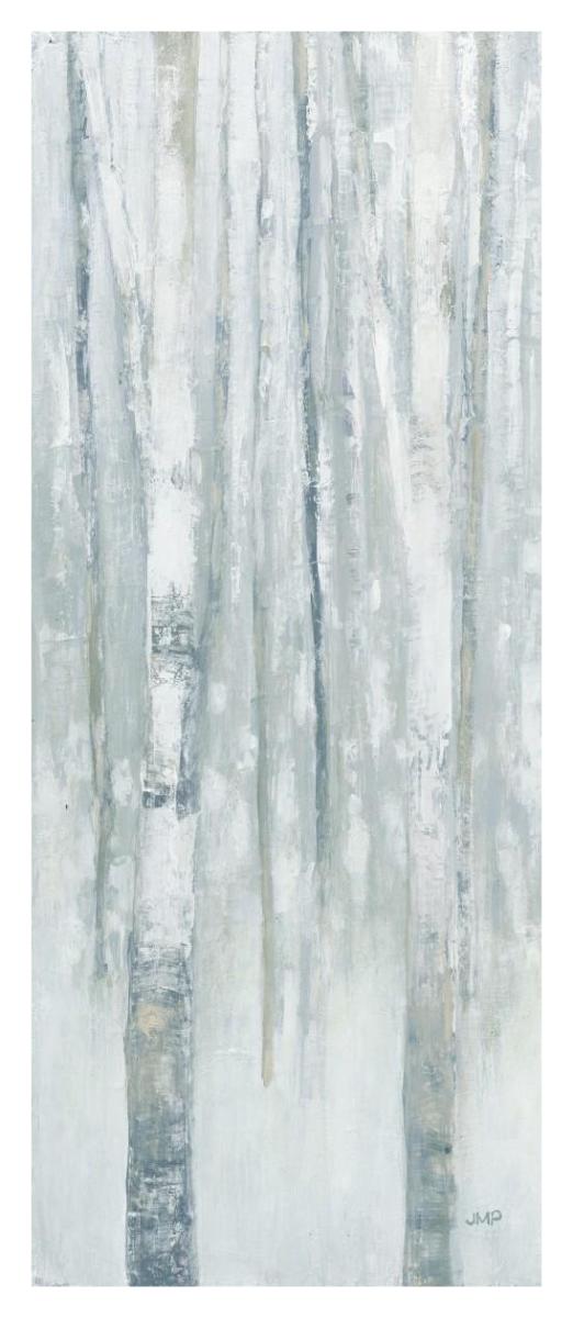 Birches in Winter Blue Gray Panel I -Paper Art-18"x42"