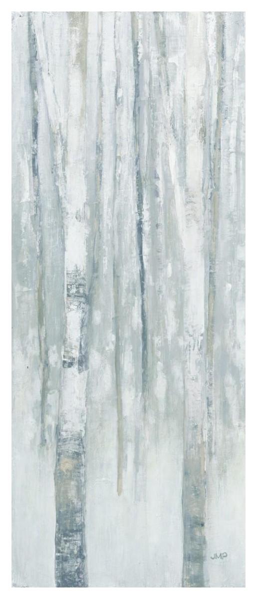 Birches in Winter Blue Gray Panel I -Paper Art-22"x52"