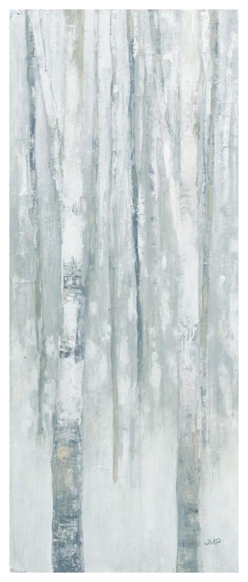 Birches in Winter Blue Gray Panel I -Paper Art-26"x62"