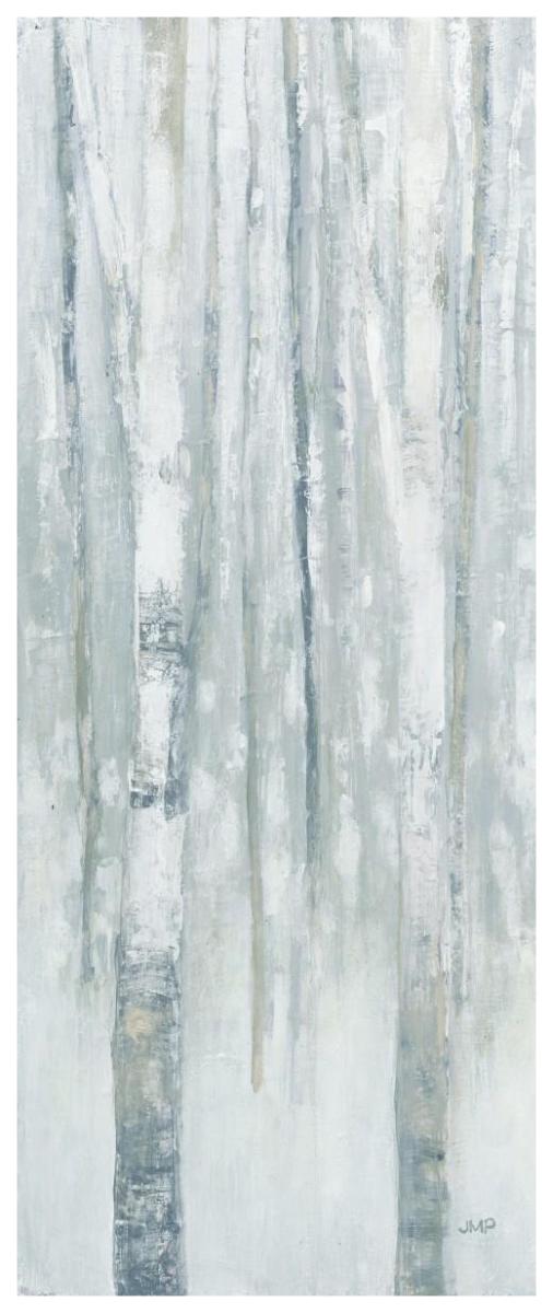 Birches in Winter Blue Gray Panel I -Paper Art-32"x77"