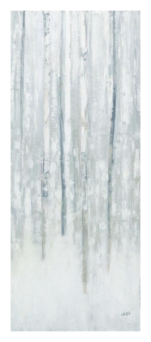 Birches in Winter Blue Gray Panel II -Paper Art-14"x32"