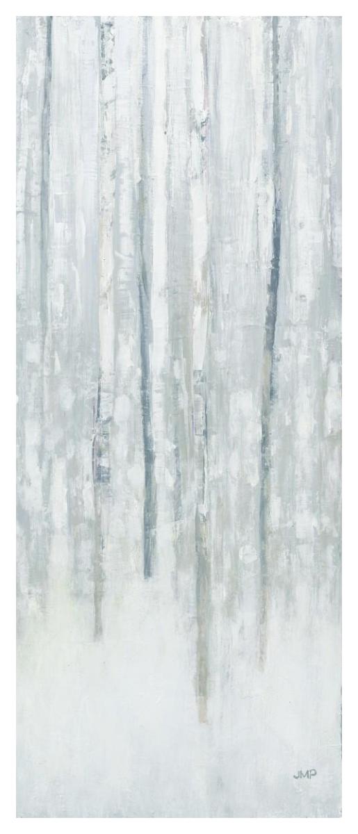 Birches in Winter Blue Gray Panel II -Paper Art-22"x52"