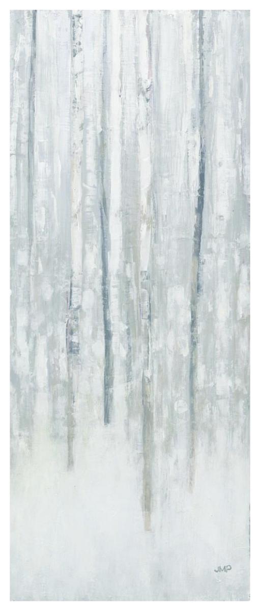Birches in Winter Blue Gray Panel II -Paper Art-26"x62"