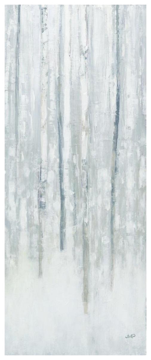 Birches in Winter Blue Gray Panel II -Paper Art-32"x77"