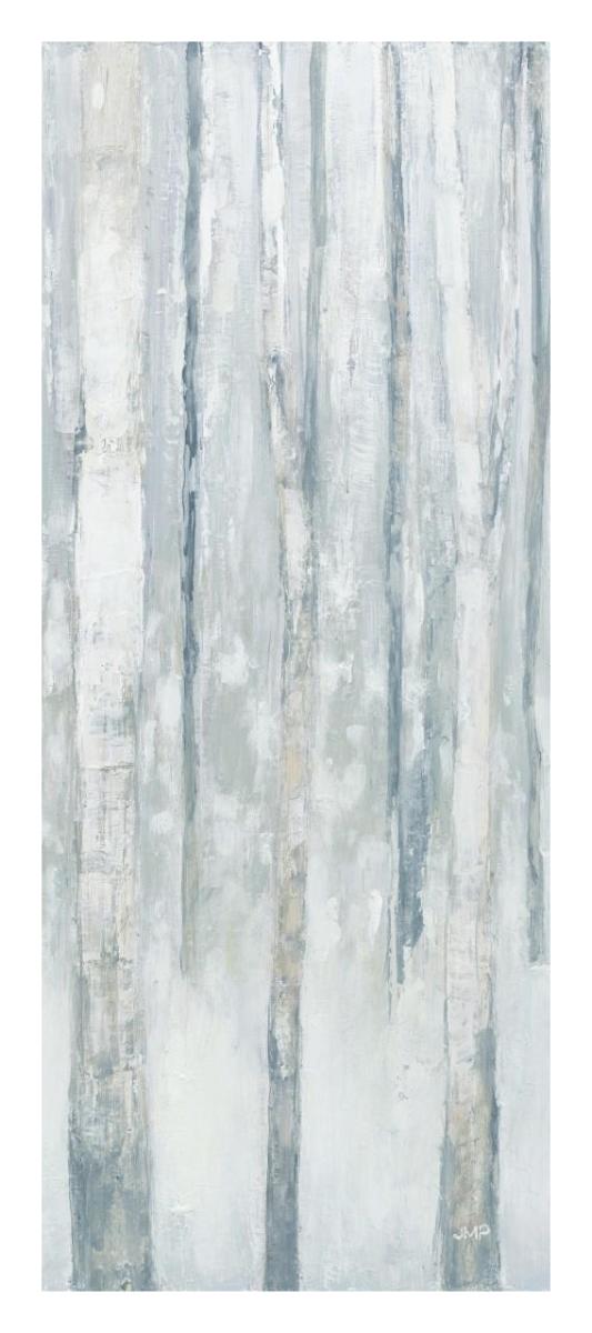 Birches in Winter Blue Gray Panel III -Paper Art-14"x32"