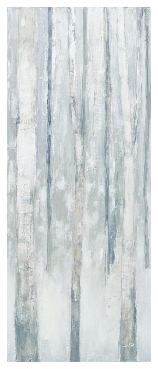 Birches in Winter Blue Gray Panel III -Paper Art-22"x52"