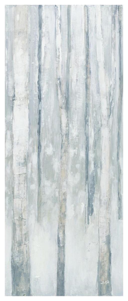 Birches in Winter Blue Gray Panel III -Paper Art-26"x62"